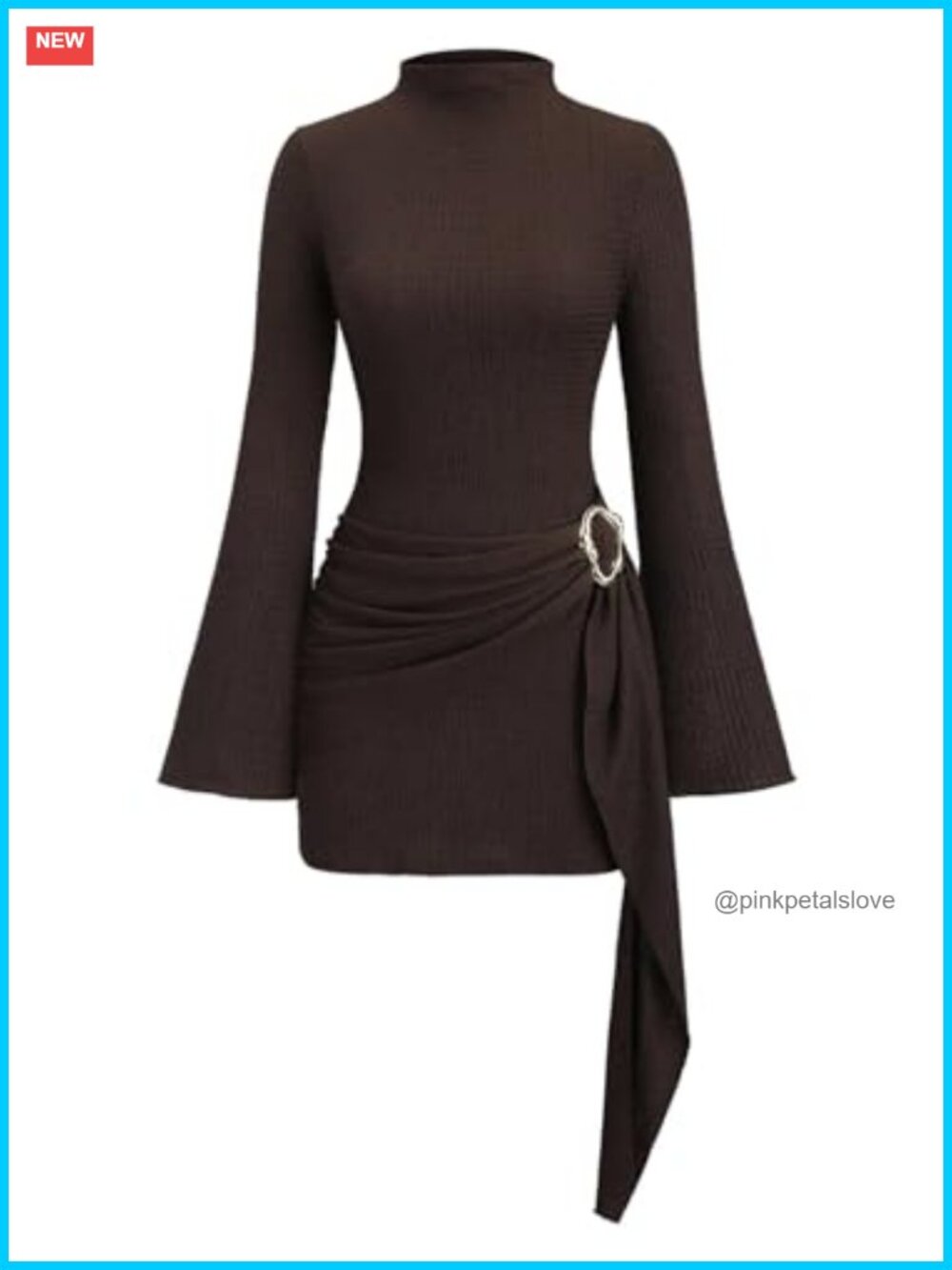 Women's Long Sleeve Mini Dress Tie Waist Bodycon Party Club Dress